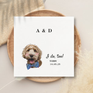 I Do Too Cute Cat Dog Photo Wedding Monogram Napkin