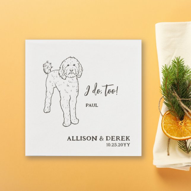 I Do Too Dog Personalised Goldendoodle Wedding Napkin (Creator Uploaded)