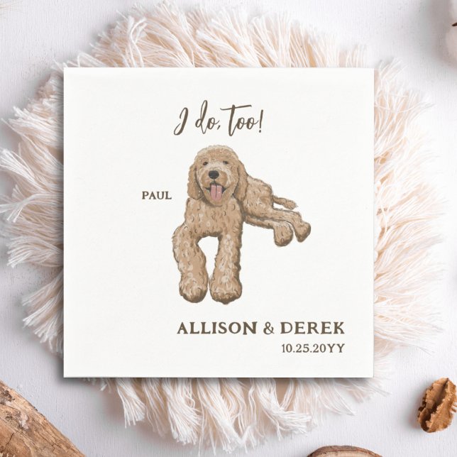I Do Too Dog Portraits Goldendoodle Wedding Napkin (Creator Uploaded)