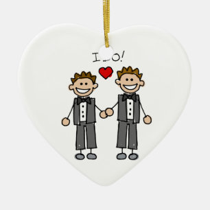 I Do Two grooms Ceramic Ornament