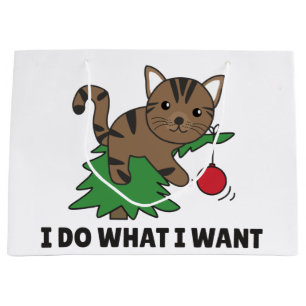 I Do What I Want A Funny Christmas Cat Large Gift Bag