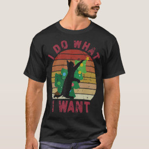 I Do What I Want Black Cat Christmas Tree Cat T-Shirt