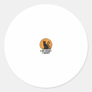 I Do What I Want Black Cat Vintage Shirt Design_1 Classic Round Sticker