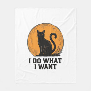 I Do What I Want Black Cat Vintage Shirt Design_1 Fleece Blanket