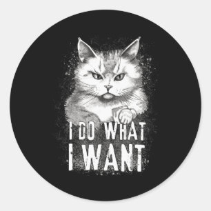 I Do What I Want Cat Halloween Fun Cat Halloween  Classic Round Sticker