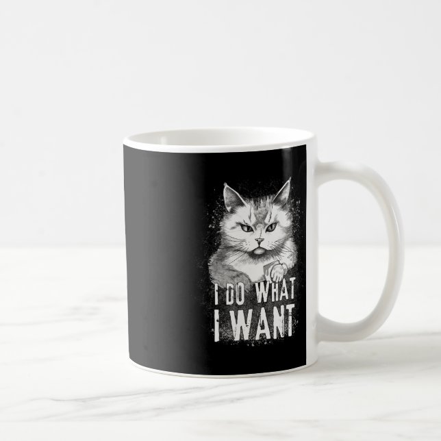 I Do What I Want Cat Halloween Funny Cat Halloween Coffee Mug (Right)