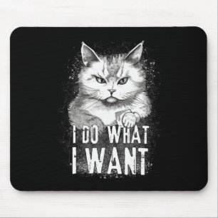 I Do What I Want Cat Halloween Funny Cat Halloween Mouse Pad