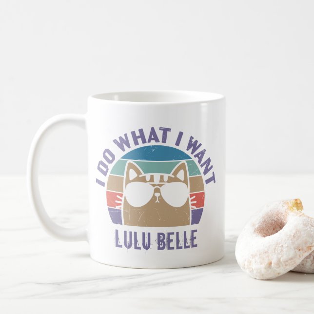 I Do What I Want Cat Lover Personalised Coffee Mug (With Donut)