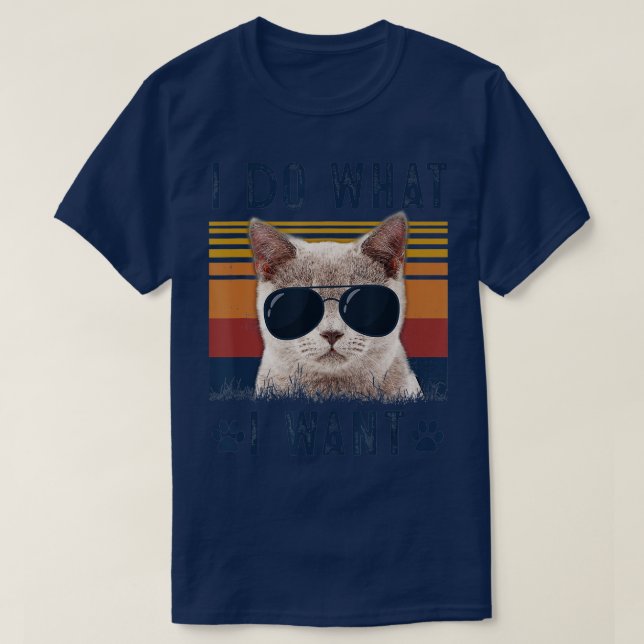 I Do What I Want Cat  Retro 90s Style Cat  T-Shirt (Design Front)