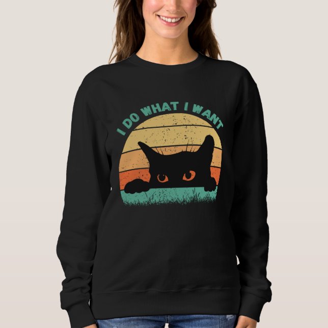 I Do What I Want Cat  Retro Cat    Cat  17 Sweatshirt (Front)