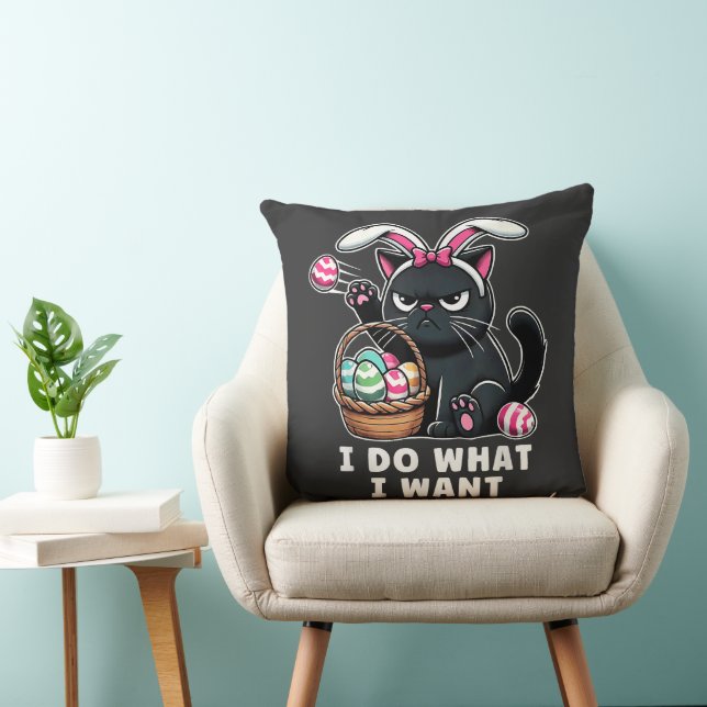 i do what i want Easter Cat Cushion (Chair)