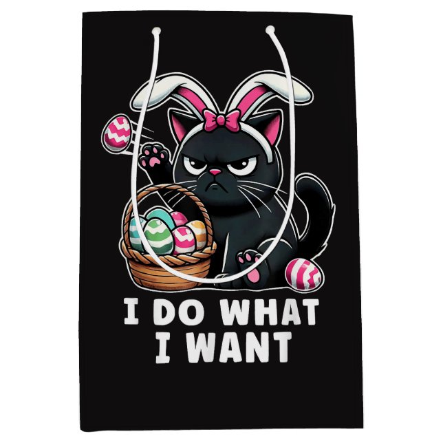 i do what i want Easter Cat Medium Gift Bag (Front)