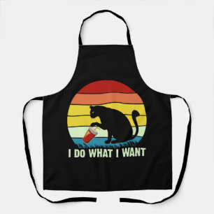 I Do What I Want Funny Vintage Black Cat Apron