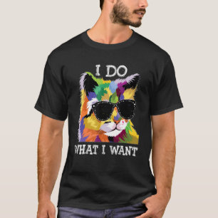 I Do What I Want Pop Cat Wear Sunglasses Graphic T-Shirt