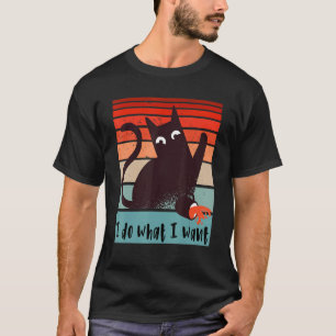 I do what I want rebel cat spilling a coffee cup T-Shirt