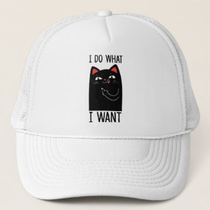 I Do What I Want Sarcastic Black Cat Trucker Hat