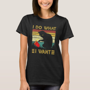 I Do What I Want Vintage Black Cat Red Cup Cat T-Shirt
