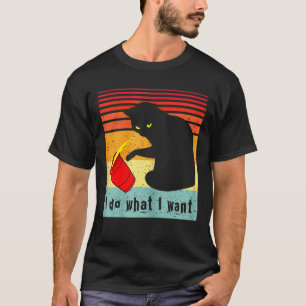 I Do What I Want Vintage Black Cat Red Cup My Cat T-Shirt