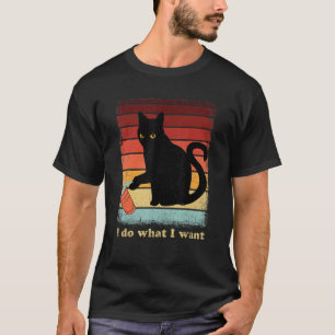 I Do What I Want Vintage Black Cat T-Shirt