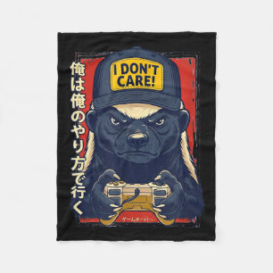 I Don’t Care - Honey Badger Gamer Design  Fleece Blanket