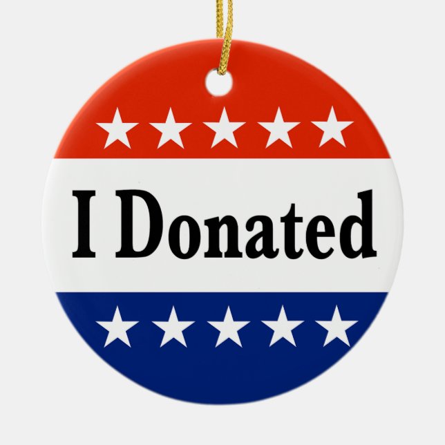 I Donated Ceramic Ornament (Front)