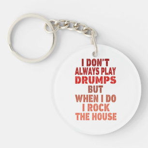 I don't always play drums funny retro sunset drumm key ring