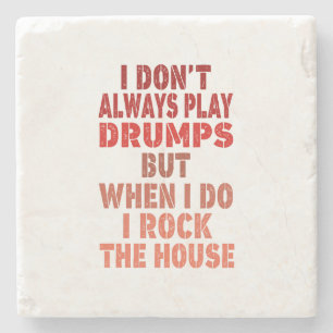 I don't always play drums funny retro sunset drumm stone coaster