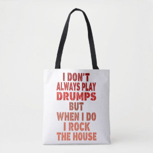 I don't always play drums funny retro sunset drumm tote bag