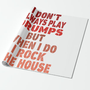 I don't always play drums funny retro sunset drumm wrapping paper