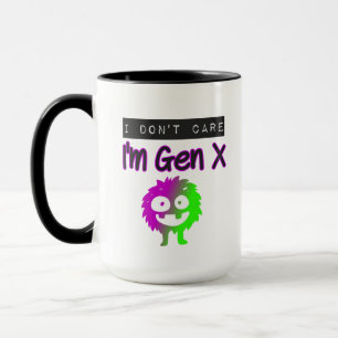 I Don't Care I'm Gen X Purple Green Monster Mug
