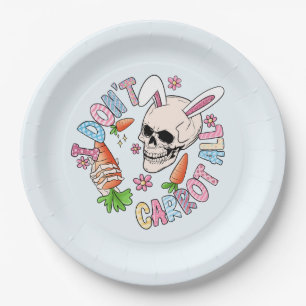 I Don't Carrot At All - Cute Skull Bunny & Easter  Paper Plate