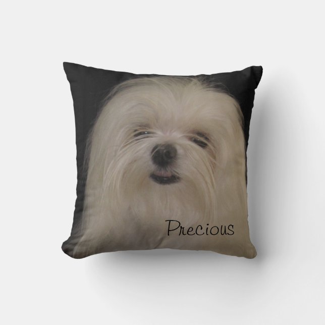 I Dont Do Top Knots MALTESE THROW PILLOW (Front)