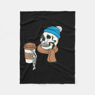I Dont Do Winter Well Funny Coffee Skull  Fleece Blanket