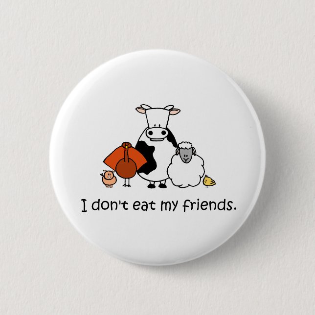 I dont eat my friends 6 cm round badge (Front)