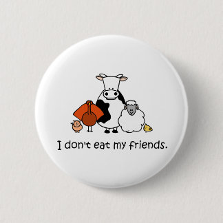 I dont eat my friends 6 cm round badge