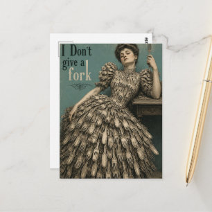 I Dont Give a Fork Faux Vintage Postcard