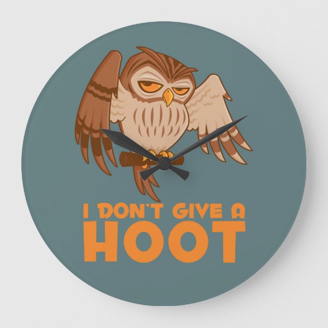 I Don't Give A Hoot Owl Large Clock (Front)