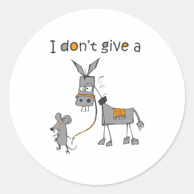 I Don't Give A Rat And Mouse Walking Funny Long Sl Classic Round Sticker (Front)