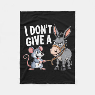 I Don't Give A Rats Mouse Funny Sarcastic Animal Fleece Blanket