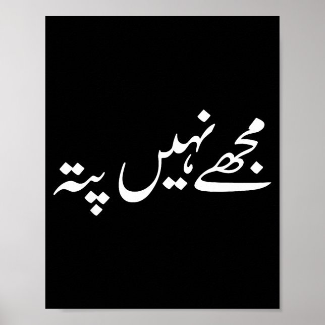 I Don't Know But In Urdu Funny Pakistani Saying  Poster (Front)
