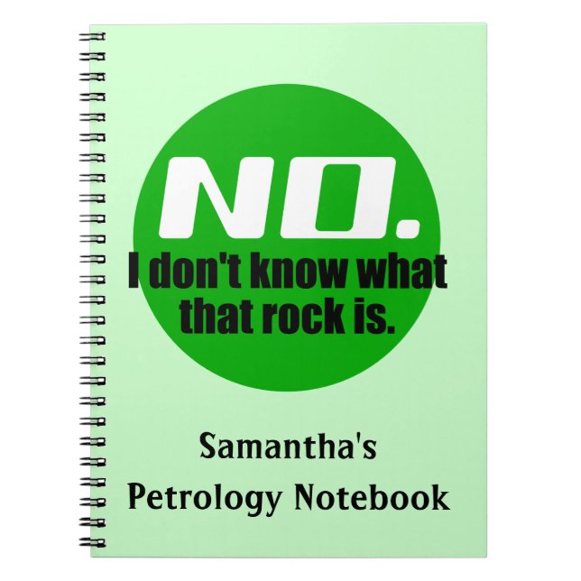I Don't Know What That Rock Is (Green) Notebook (Front)