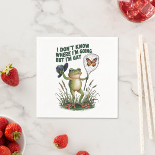 I Don't Know Where I'm Going But I'm Gay Frog Napkin