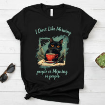 I Don't Like Morning,cat drinks coffee
