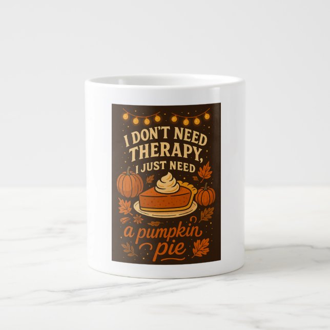 I don't need therapy, I just need a pumpkin pie Large Coffee Mug (Front)