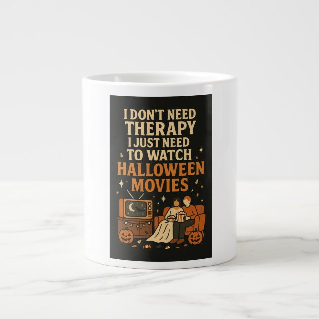 I don't need therapy, I just need Halloween Movies Large Coffee Mug (Front)