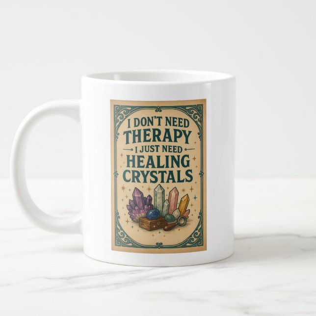 I don't need therapy, I just need healing crystals Large Coffee Mug (Left)