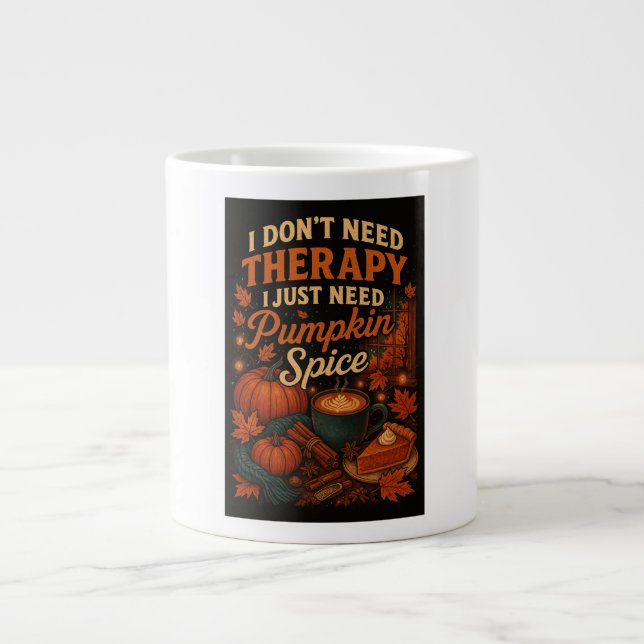 I don't need therapy, I just need pumpkin spice Large Coffee Mug (Front)