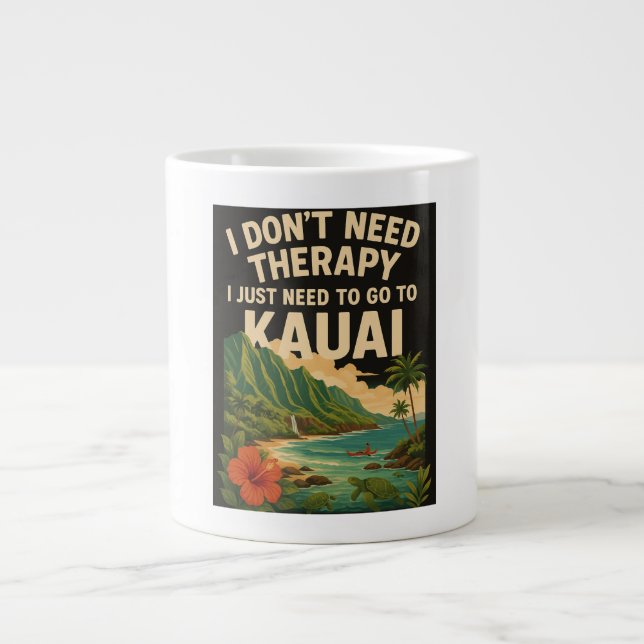 I don't need therapy, I just need to go to Kauai Large Coffee Mug (Front)
