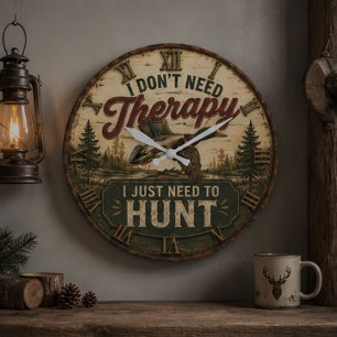 I Don't Need Therapy I Just Need to Hunt Hunting Large Clock