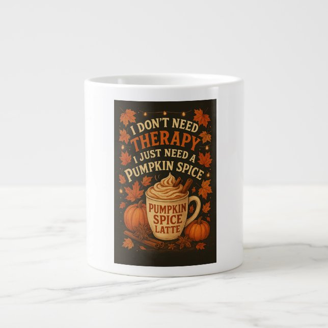 I don't need therapy, I need a pumpkin spice latte Large Coffee Mug (Front)